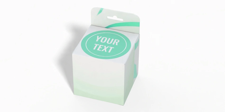 Convenient square box with hang tab for retail packaging