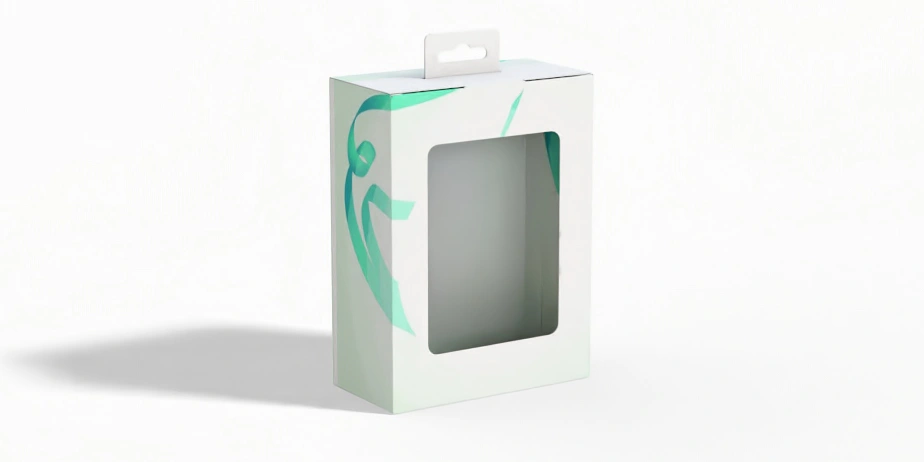 Eco-friendly window box with custom printed packaging and clear PET window.