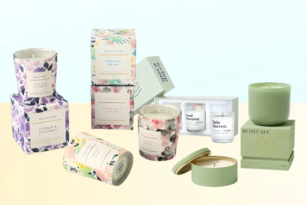 Best candle packaging for handmade candles with custom logo and eco-friendly design