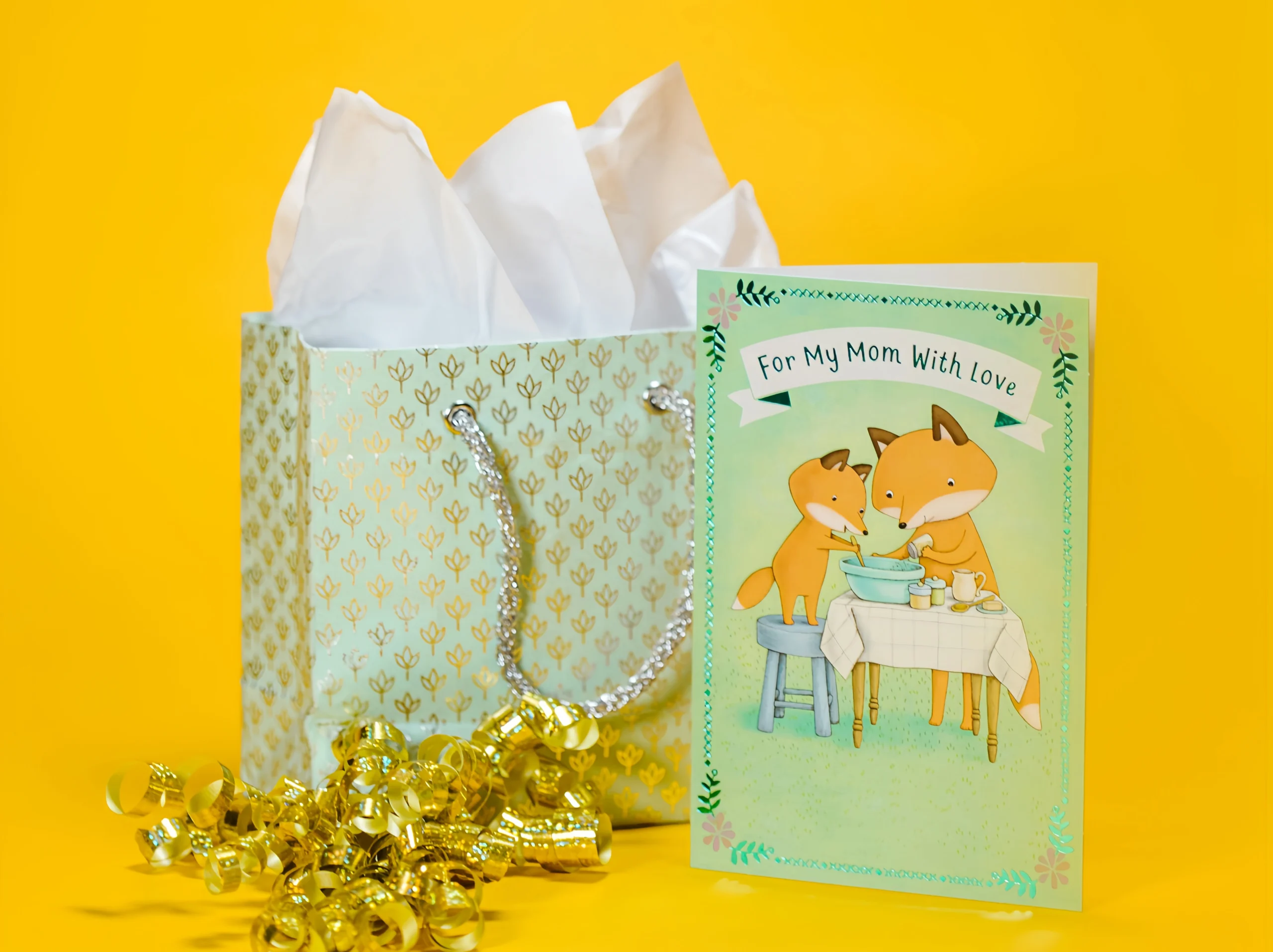 Gift paper bag with tissue paper and logo printing, luxury paper shopping bag for gifts.