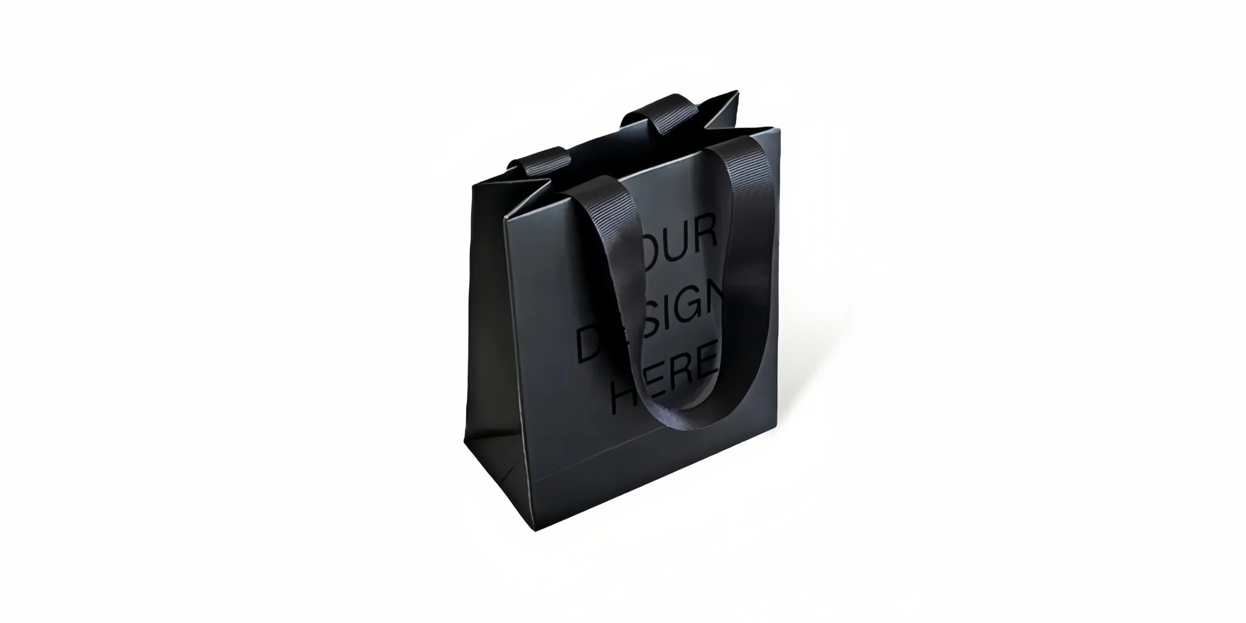 Premium black shopping bags with handles for luxury retail and brand promotion.