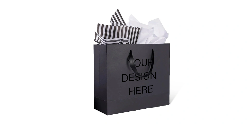 Luxury Black Cardboard Paper Bags - Premium Matte Finish Gift Bags for Designer Retail, Weddings & Luxury Brand Packaging | Gold Foil Stamping Available