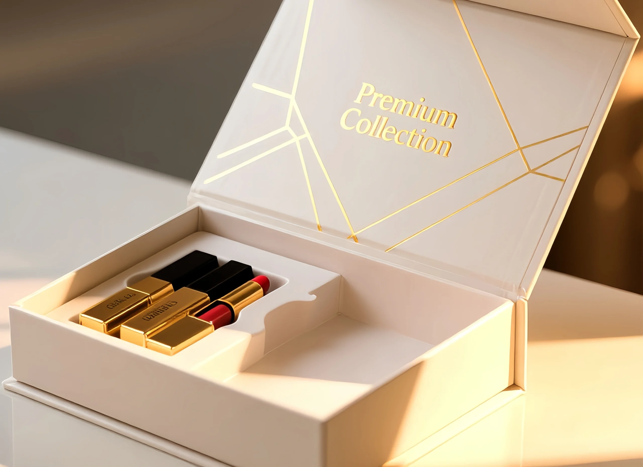 Custom luxury gift packaging box with emboss and foil stamping logo