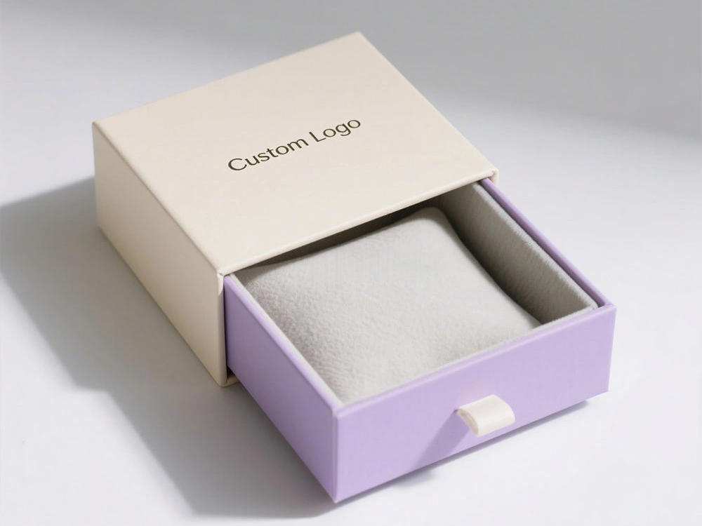Custom rigid drawer box packaging with velvet insert for luxury products