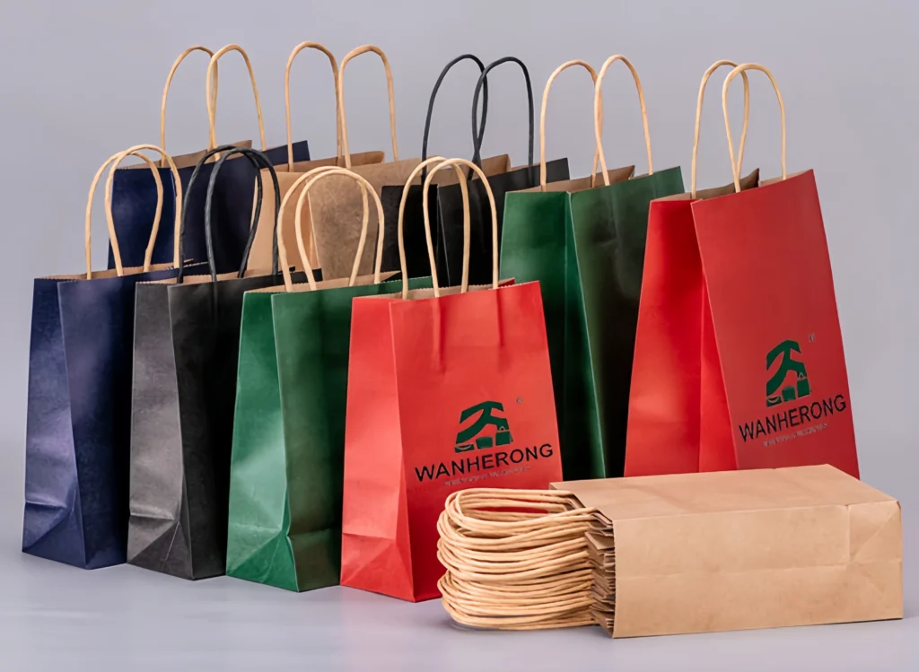 Eco-friendly packaging paper bags made from sustainable and recyclable materials for retail use