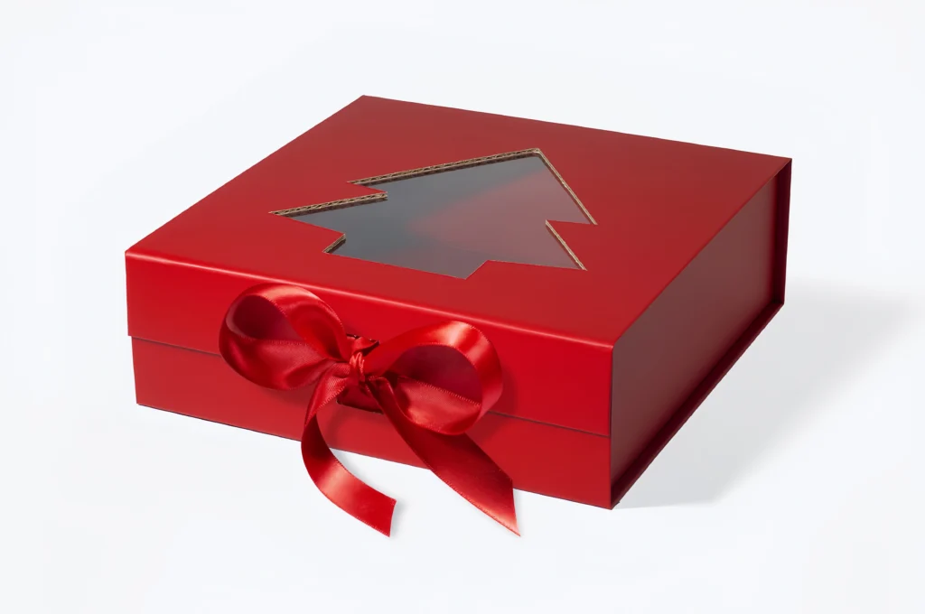 Magnetic gift box with transparent window for product display