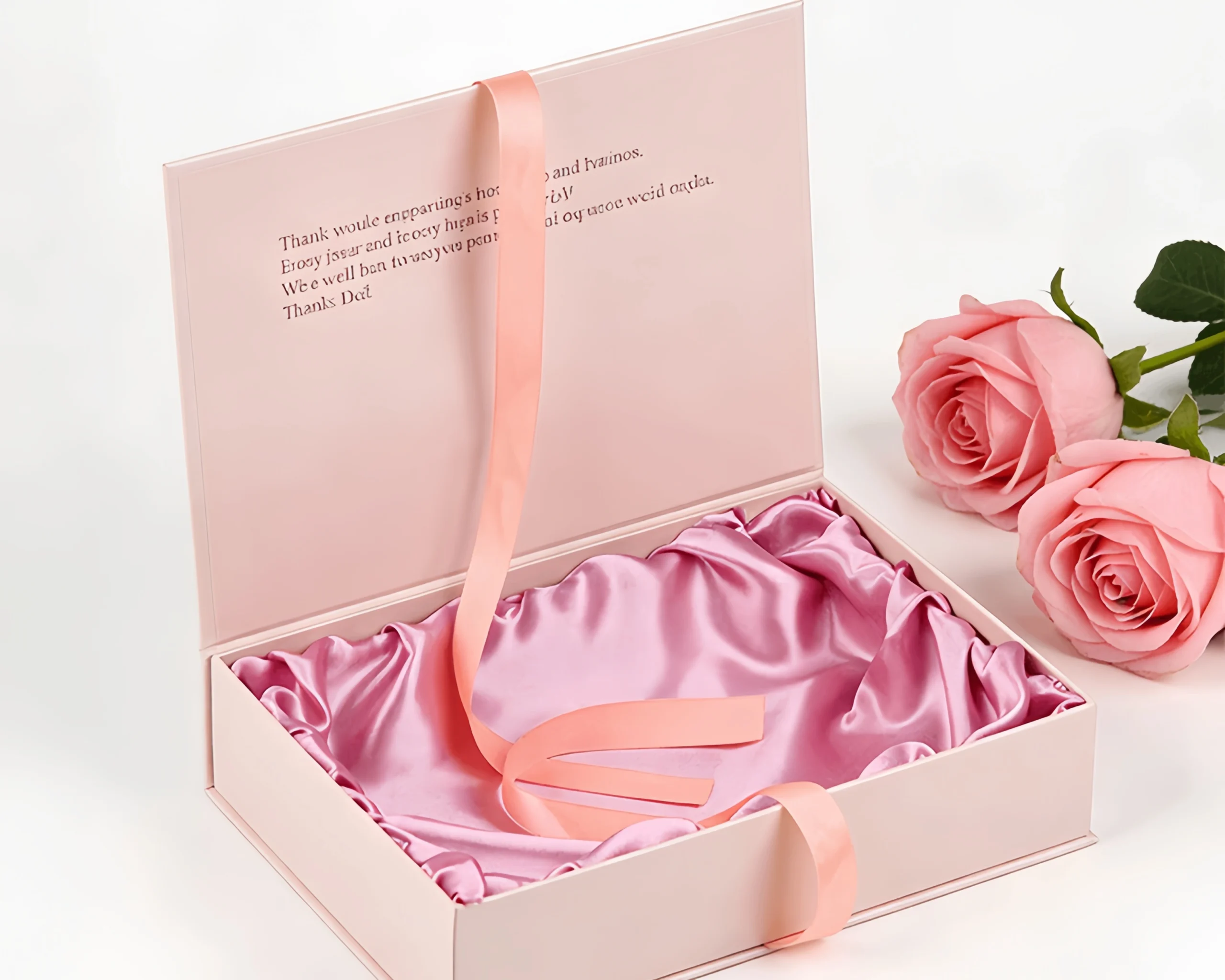 Magnetic gift box with silk insert for luxury items.