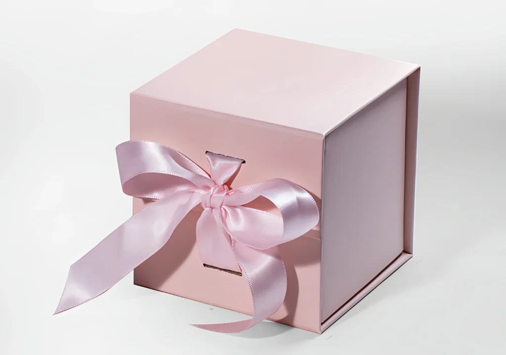 Magnetic gift box adorned with ribbons for luxurious packaging
