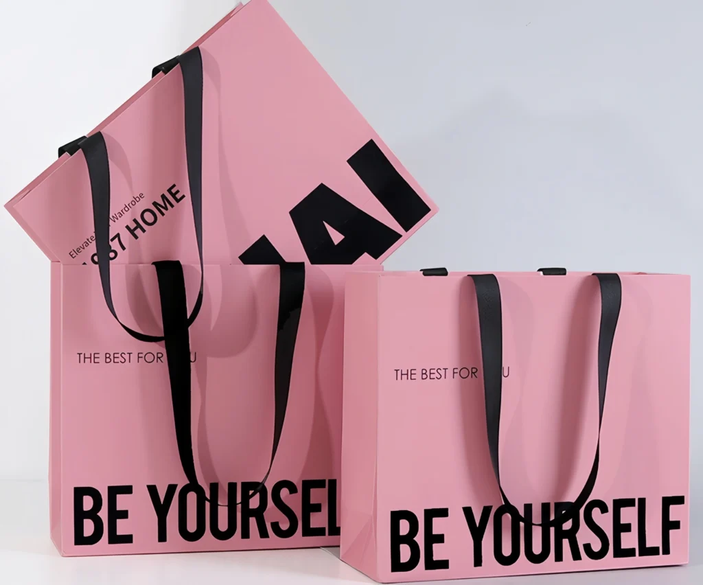 Boutique shopping bags with elegant design used for luxury retail and fashion packaging