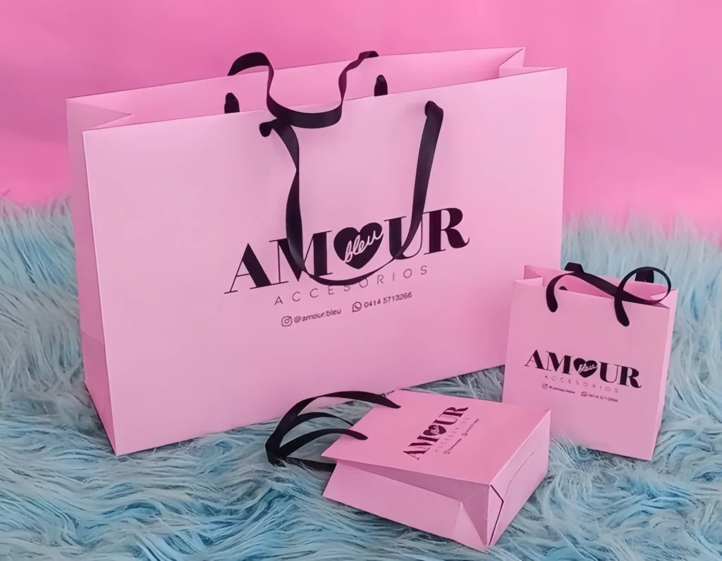 Boutique fashion packaging bags presented in a luxury retail style