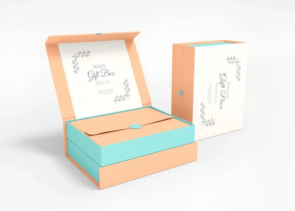 Magnetic closure box internal structure diagram showing rigid box construction