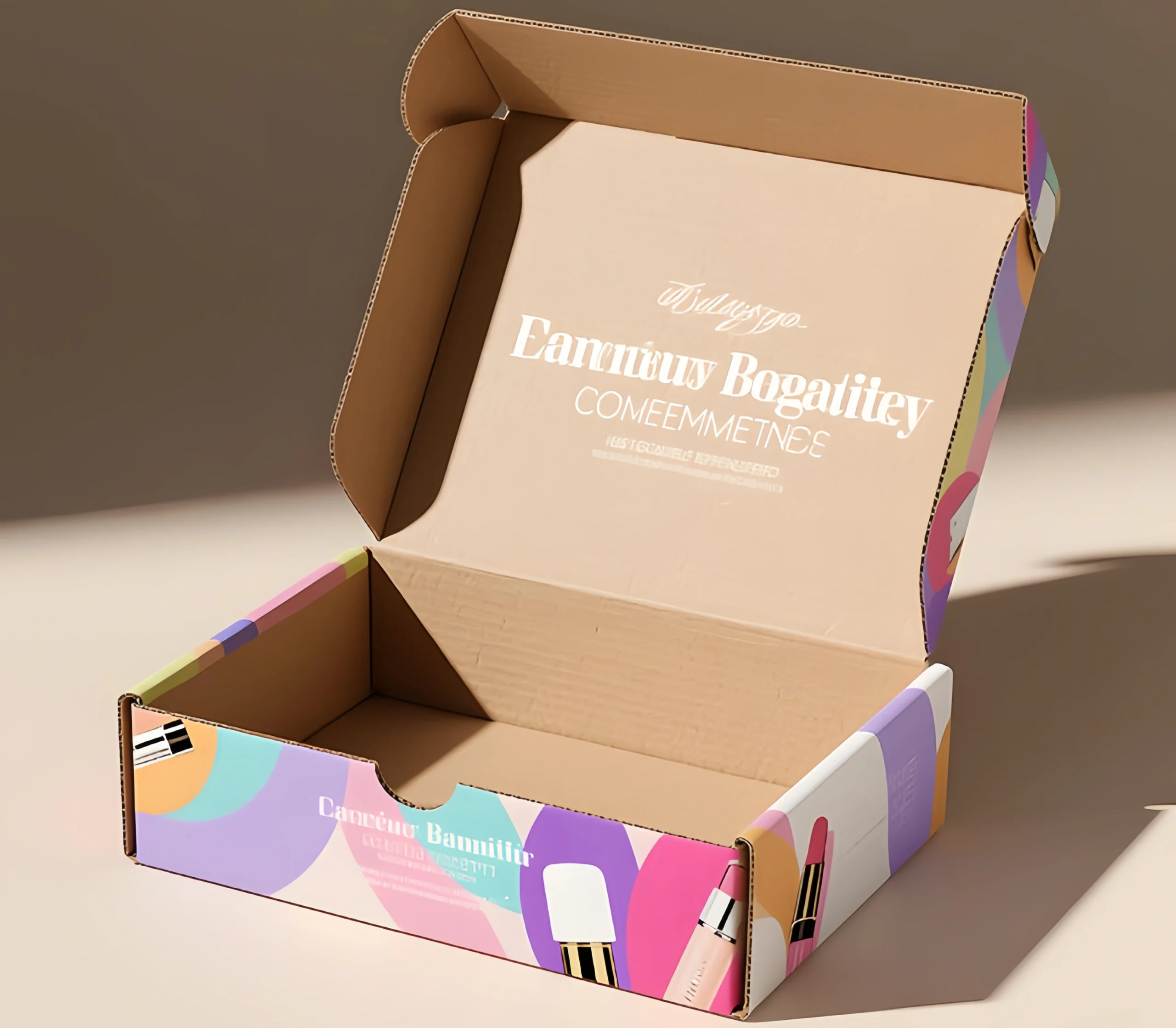 Custom mailer box for cosmetics packaging with printed logo and premium finish