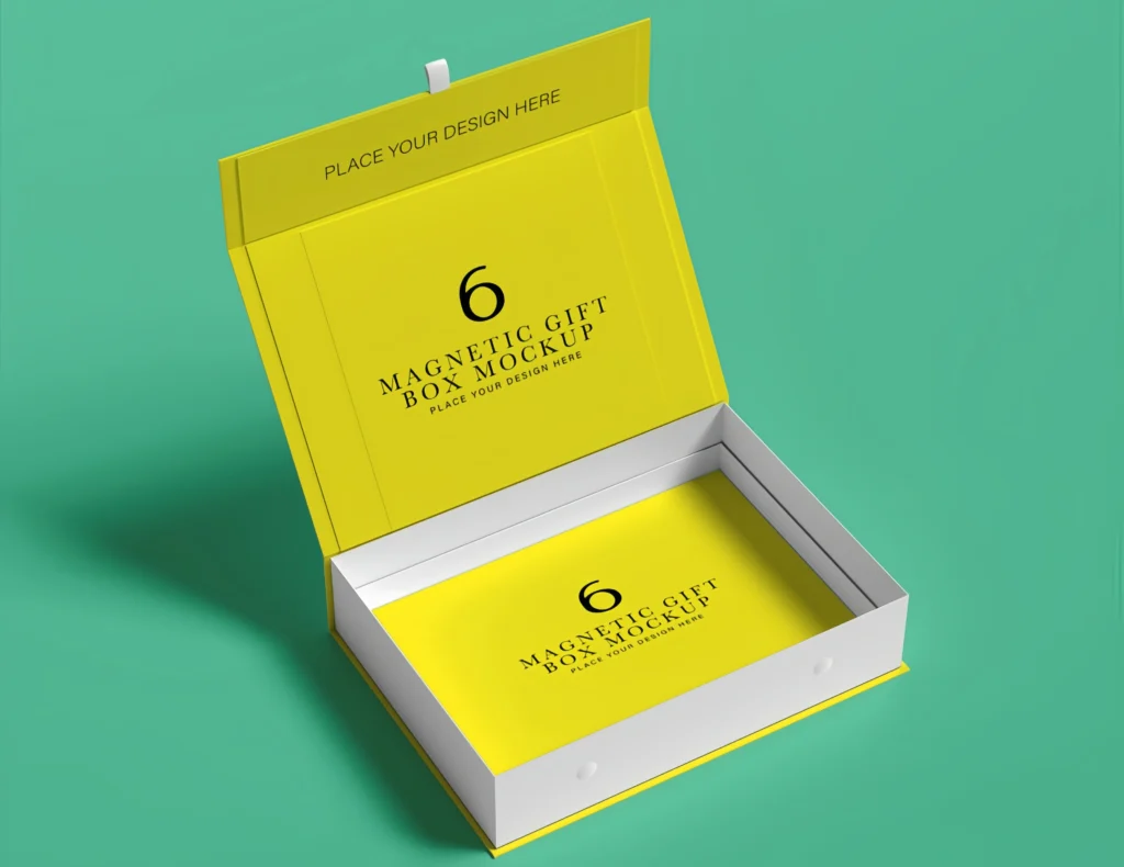 Magnetic gift box size guide showing standard and custom packaging dimensions