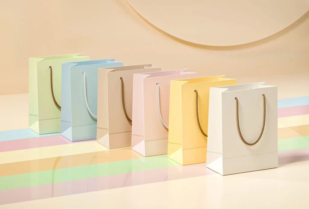 Medium size shopping bags for gift packaging and retail use