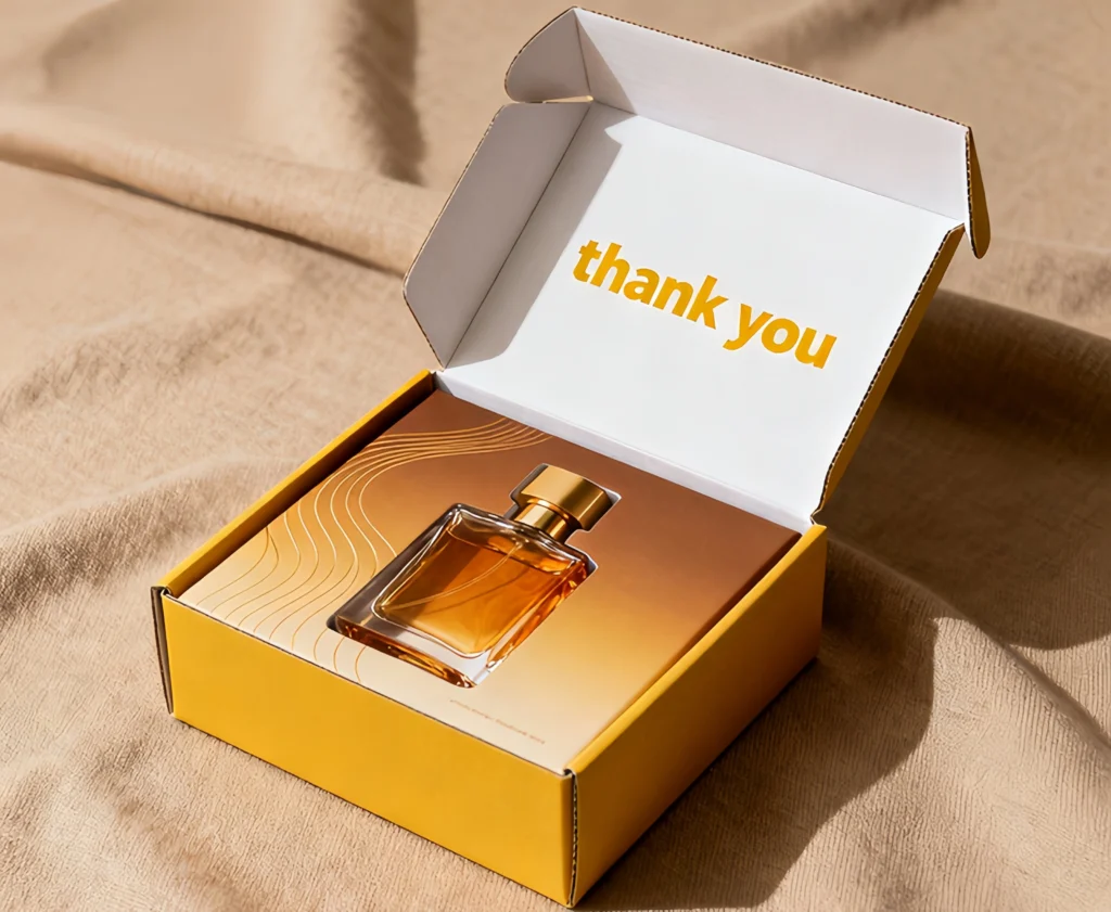 shipping mailer box made of corrugated material for secure product delivery