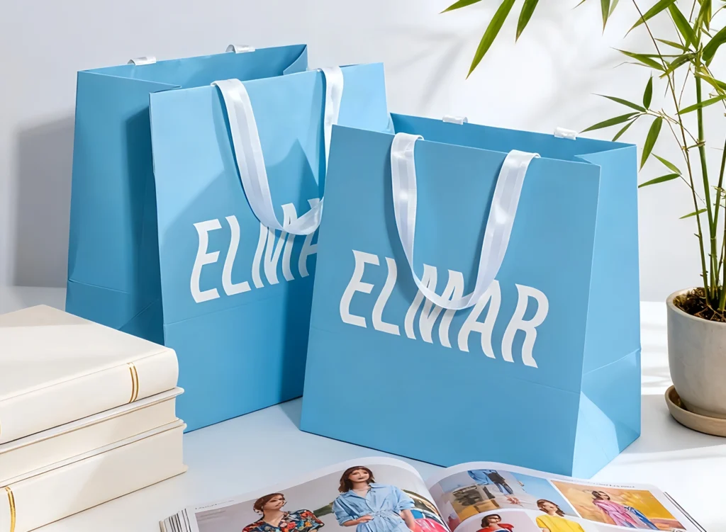 Standard shopping bag sizes chart in cm showing small medium and large dimensions