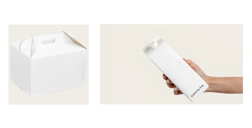 Gable top carton packaging box with handle for food and retail use
