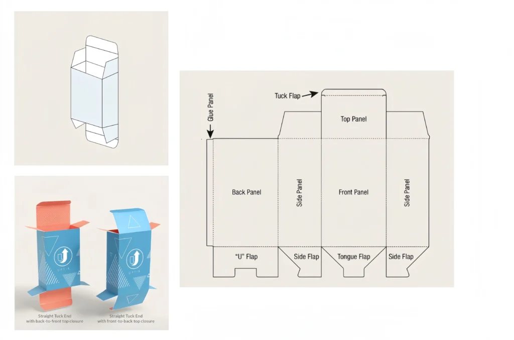 Straight tuck end cardboard folding carton packaging for retail products